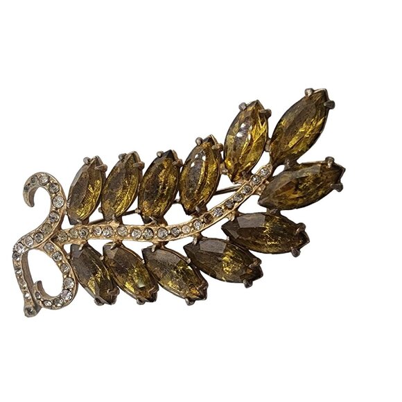 Vintage Signed Joseph Weisner Rhinestone Lead Brooch (A4952) - Picture 3 of 5